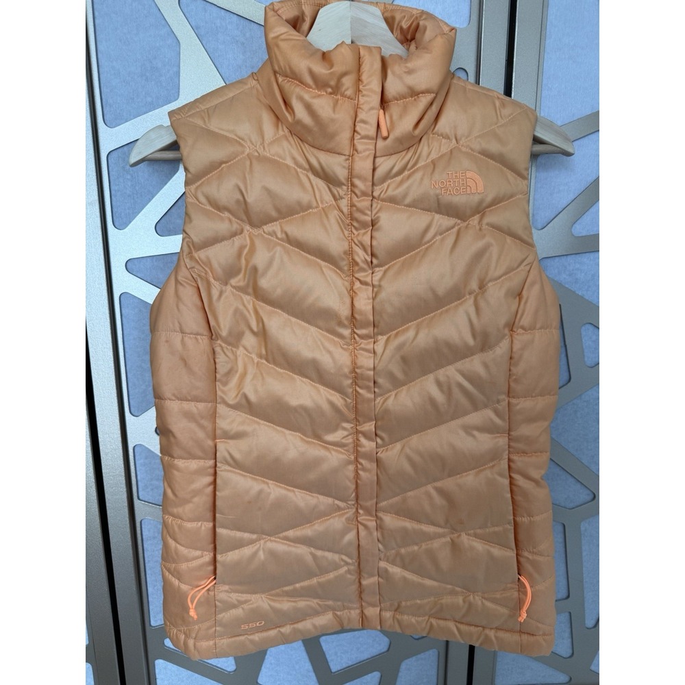 The North Face Aconcagua Down Vest 550 fill Womens Size XS Orange Sherbert